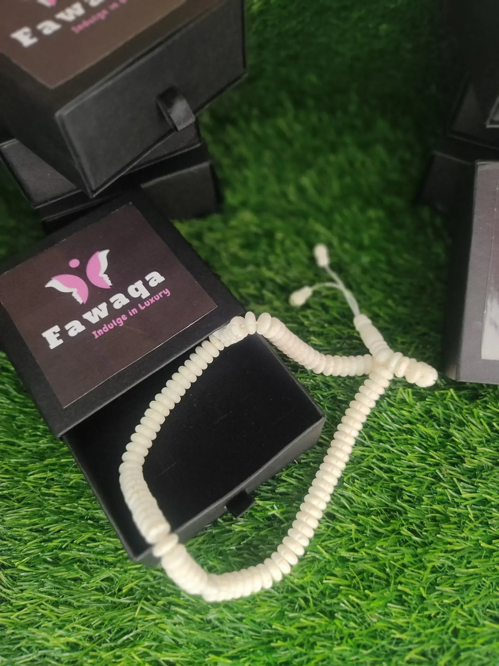 White Bead Natural Material Tasbih | 100 and 33 Beads - FawaQa