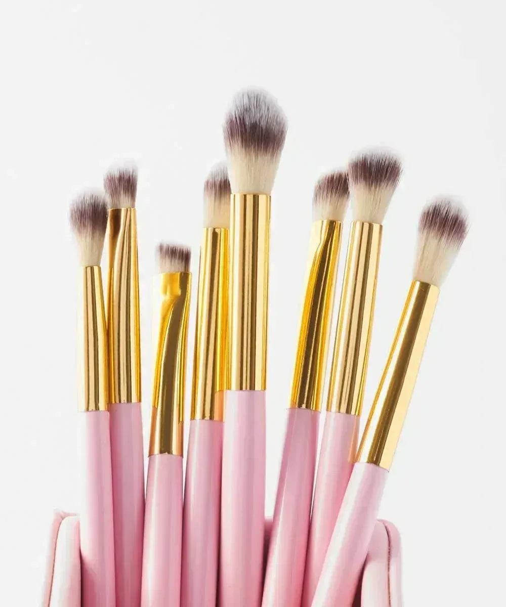 FawaQa | BH Cosmetics | Pink Studded Elegance 12 Piece Brush Set with a Brush Stand - FawaQa