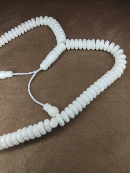 White Bead Natural Material Tasbih | 100 and 33 Beads - FawaQa