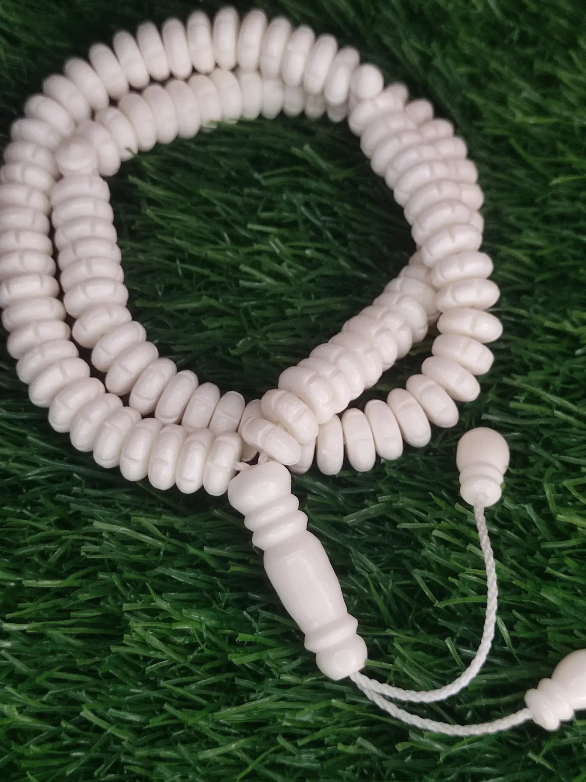 White Bead Natural Material Tasbih | 100 and 33 Beads - FawaQa