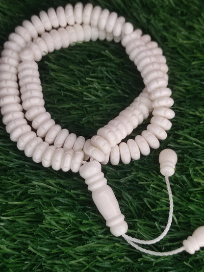 White Bead Natural Material Tasbih | 100 and 33 Beads - FawaQa