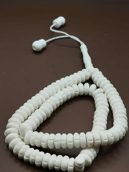 White Bead Natural Material Tasbih | 100 and 33 Beads - FawaQa