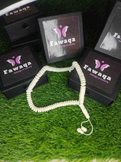 White Bead Natural Material Tasbih | 100 and 33 Beads - FawaQa
