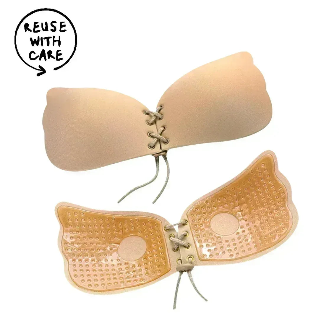 FawaQa Butterfly Strapless Bra | Silicon Self Sticky Invisible Bra with Drawstring for Women - FawaQa