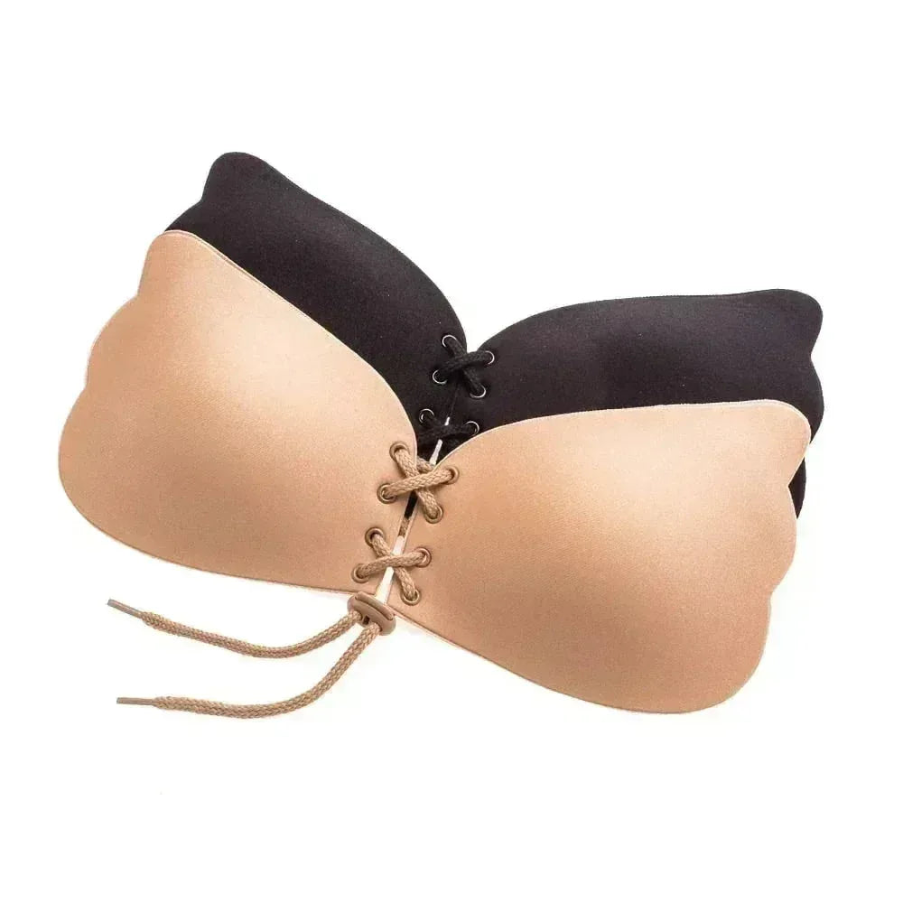 FawaQa Butterfly Strapless Bra | Silicon Self Sticky Invisible Bra with Drawstring for Women - FawaQa