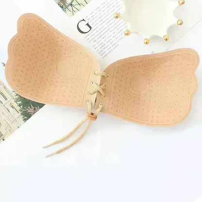 FawaQa Butterfly Strapless Bra | Silicon Self Sticky Invisible Bra with Drawstring for Women - FawaQa