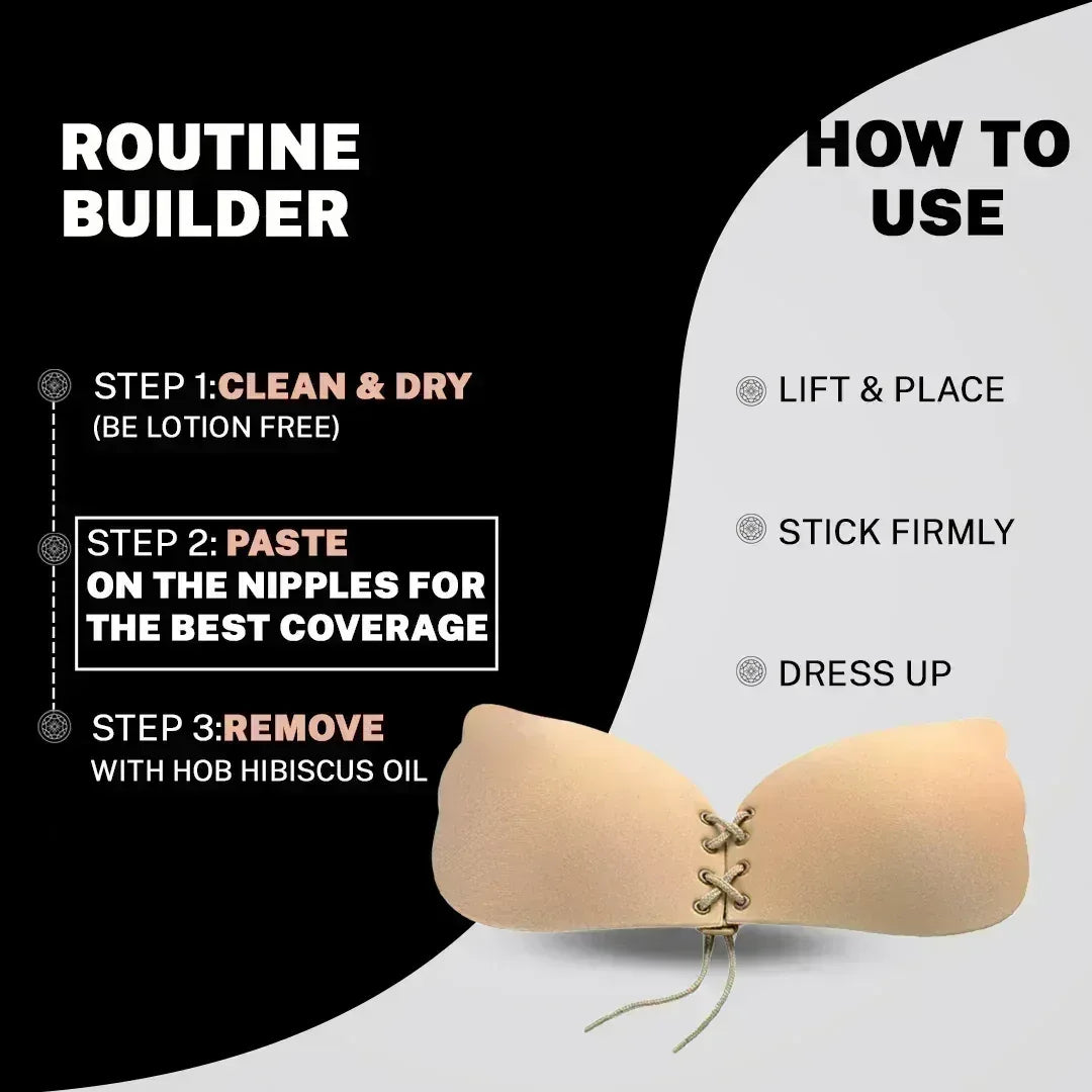 FawaQa Butterfly Strapless Bra | Silicon Self Sticky Invisible Bra with Drawstring for Women - FawaQa