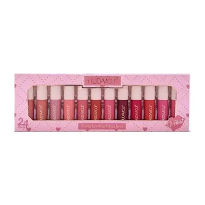 FawaQa | Hudamoji Velvet Long Lasting Lip Gloss 12Pcs Set - FawaQa