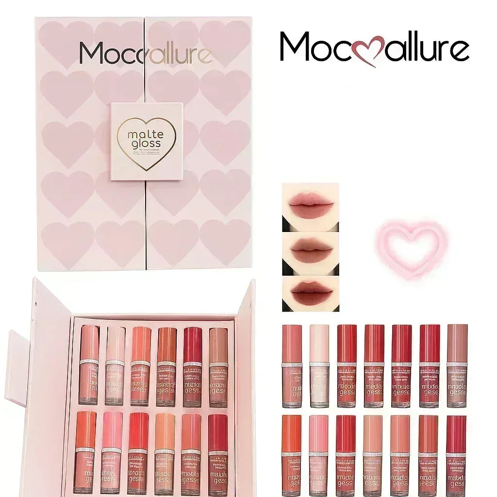 FawaQa | Mocallure Heart Super Glossy Matte 12-Piece Lip Set | Vibrant Colors and Smooth Finish - FawaQa
