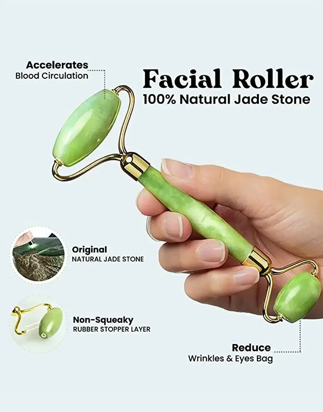 Flawless Jade Roller with Marble Stone Facial Massager for Skin Care & Glow - FawaQa