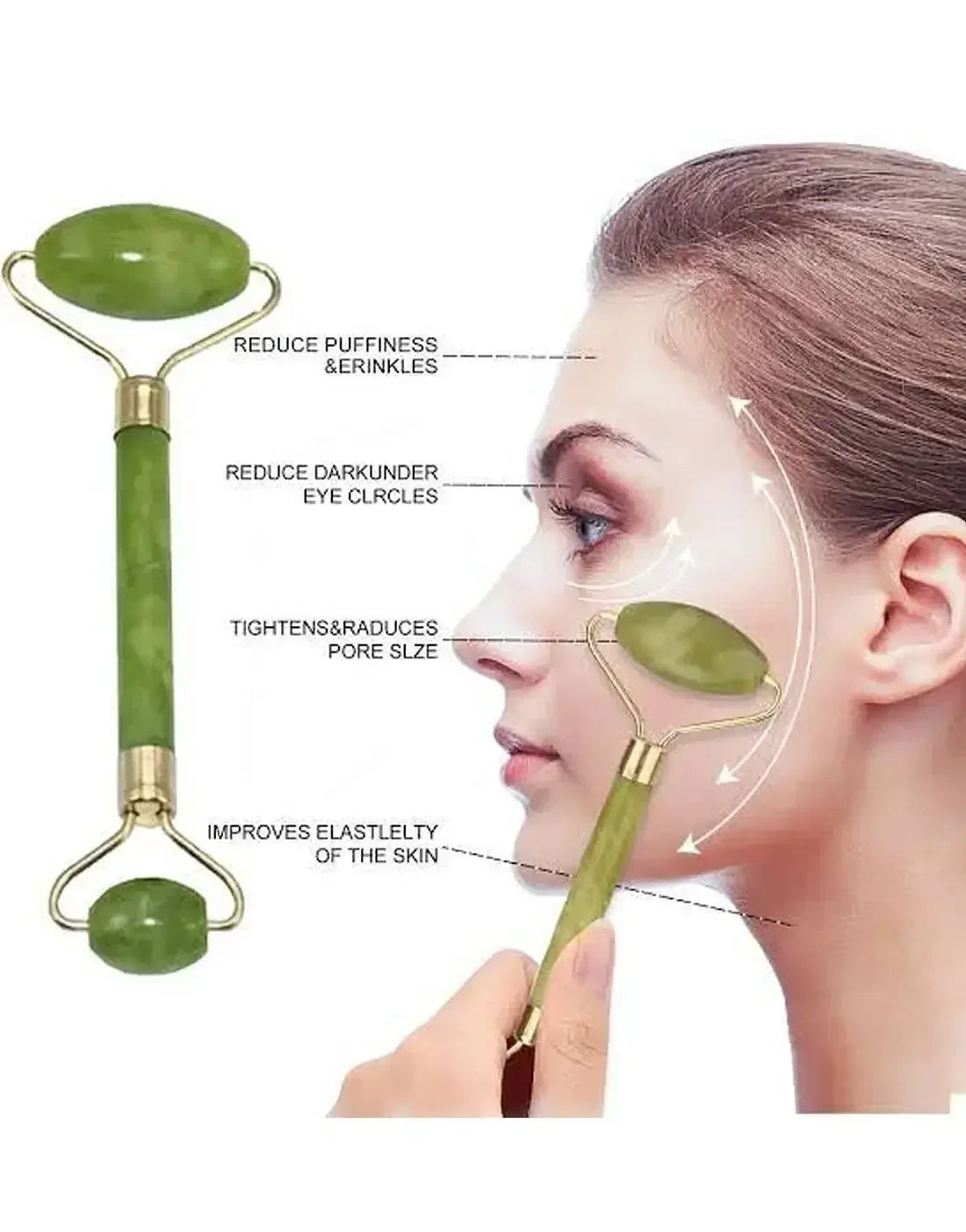 Flawless Jade Roller with Marble Stone Facial Massager for Skin Care & Glow - FawaQa