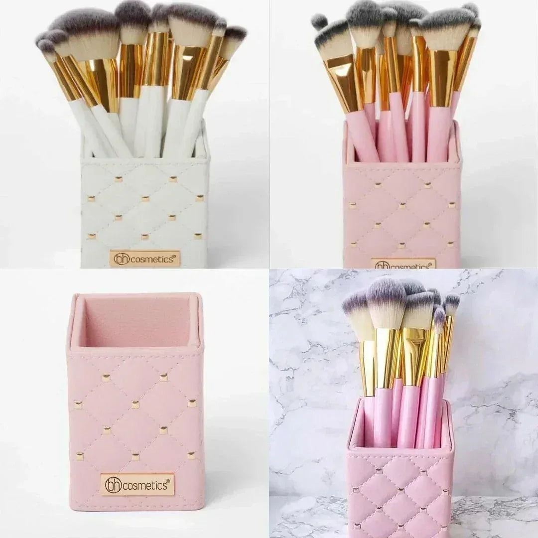 FawaQa | BH Cosmetics | Pink Studded Elegance 12 Piece Brush Set with a Brush Stand - FawaQa