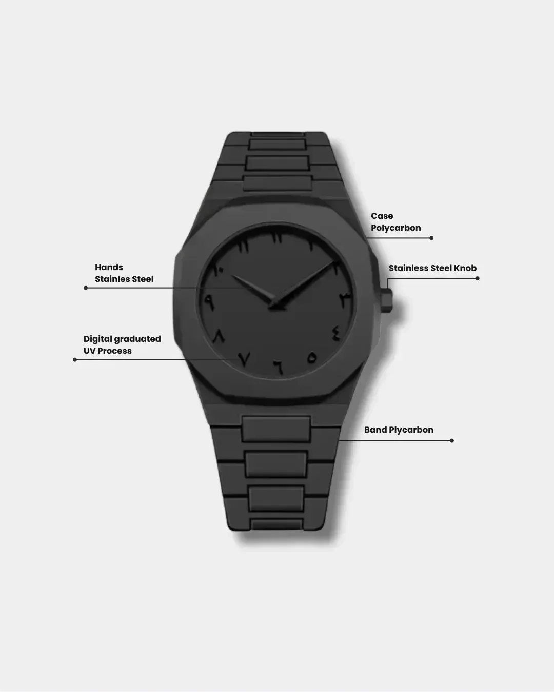 FawaQa | Black Arabic Aura Premium Wristwatch - FawaQa